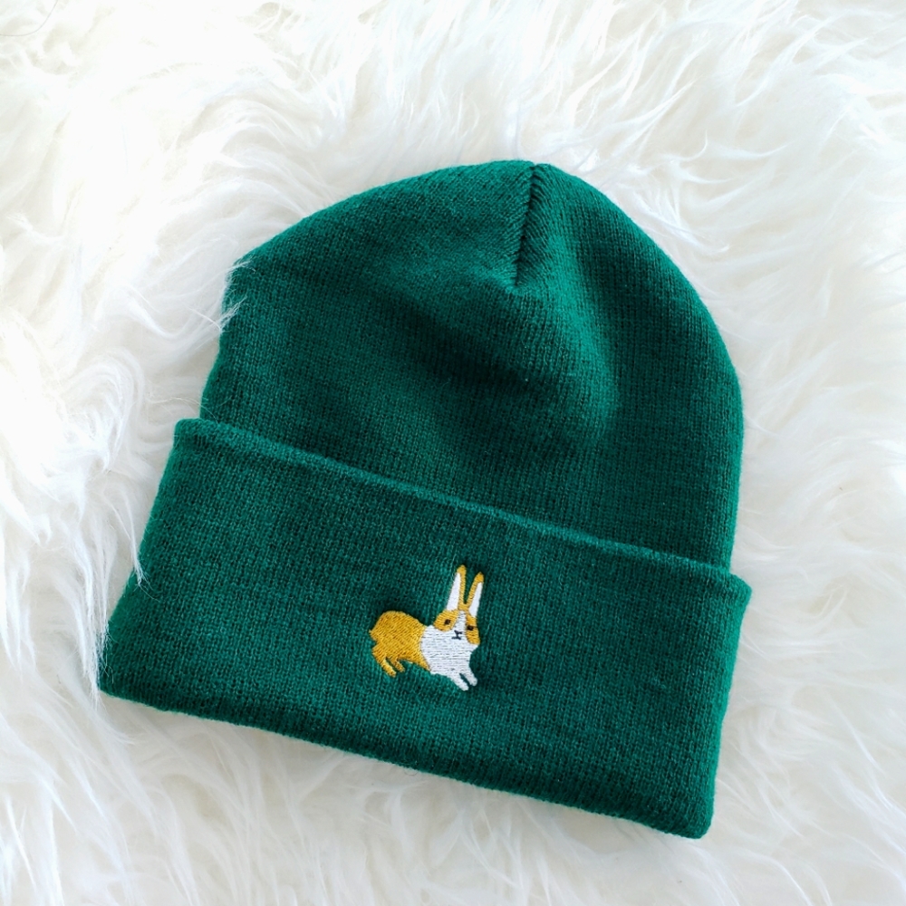 Evergreen Embroidered Bunny Toque Beanie